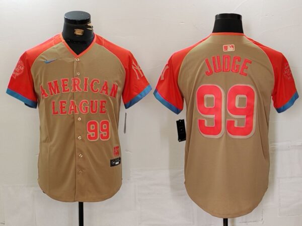 Men's American League #99 Aaron Judge Cream 2024 All-Star Elite Stitched Baseball Jersey