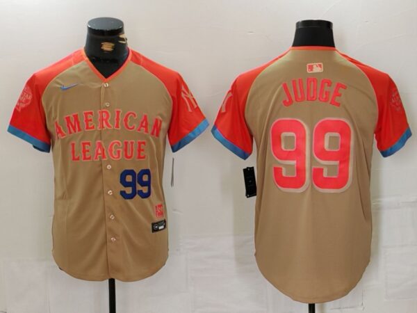 Men's American League #99 Aaron Judge Cream 2024 All-Star Elite Stitched Baseball Jerseys
