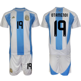 Men's Argentina #19 Nicolas Otamendi White Blue 2024-25 Home Soccer Jersey