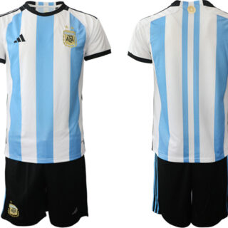 Men's Argentina Blank White Blue 2022 FIFA World Cup Home Soccer Jersey Suit