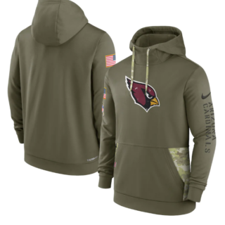 Men's Arizona Cardinals 2022 Olive Salute To Service Therma Performance Pullover Hoodie