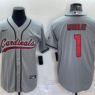 Men's Arizona Cardinals #1 Kyler Murray Grey With Patch Cool Base Stitched Baseball Jersey