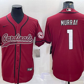 Men's Arizona Cardinals #1 Kyler Murray Red With Patch Cool Base Stitched Baseball Jersey