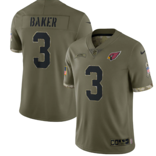 Men's Arizona Cardinals #3 Budda Baker Olive 2022 Salute To Service Limited Stitched Jersey