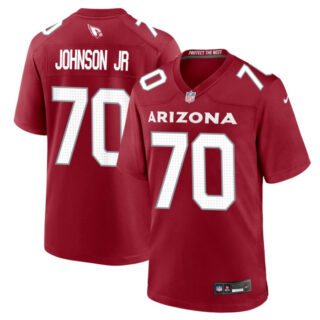Men's Arizona Cardinals #70 Paris Johnson Jr Red 2023 Draft Stitched Game Football Jersey