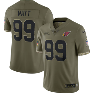 Men's Arizona Cardinals #99 J.J. Watt Olive 2022 Salute To Service Limited Stitched Jersey