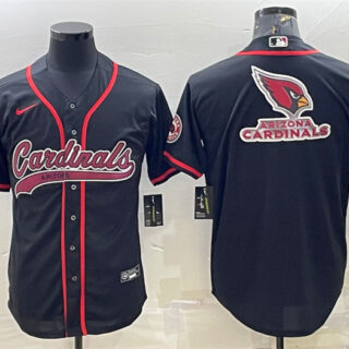 Men's Arizona Cardinals Black Team Big Logo With Patch Cool Base Stitched Baseball Jersey