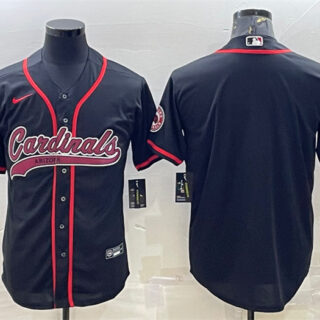 Men's Arizona Cardinals Blank Black With Patch Cool Base Stitched Baseball Jersey