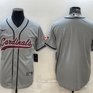 Men's Arizona Cardinals Blank Grey With Patch Cool Base Stitched Baseball Jersey