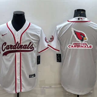 Men's Arizona Cardinals White Team Big Logo With Patch Cool Base Stitched Baseball Jersey