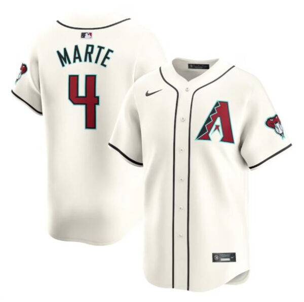 Men's Arizona Diamondbacks #4 Ketel Marte 2023 24 Cream Cool Base Stitched Baseball Jersey