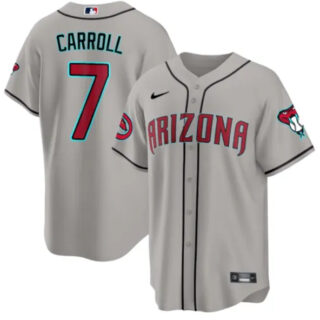 Men's Arizona Diamondbacks #7 Corbin Carroll 2023 24 Gray Cool Base Stitched Baseball Jersey
