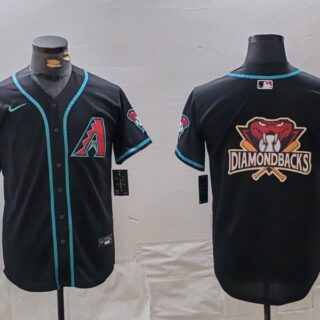 Men's Arizona Diamondbacks Black Team Big Logo Cool Base Stitched Baseball Jersey