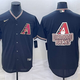 Men's Arizona Diamondbacks Black Team Big Logo Cool Base Stitched Baseball Jersey