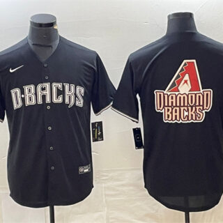 Men's Arizona Diamondbacks Black Team Big Logo Cool Base Stitched Baseball Jersey