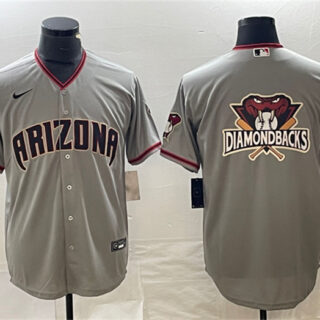 Men's Arizona Diamondbacks Grey Team Big Logo Cool Base Stitched Baseball JerseyS