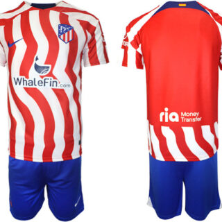 Men's Atletico de Madrid Custom 2023 24 Red Home Soccer Jersey Suit 001