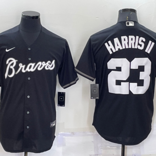 Men's Atlanta Braves #23 Michael Harris II Black Cool Base Stitched Baseball Jersey
