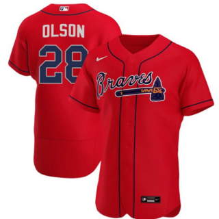 Men's Atlanta Braves #28 Matt Olson Red Flex Base Stitched Baseball Jersey
