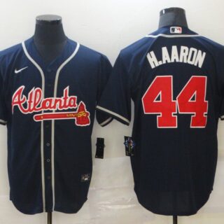 Men's Atlanta Braves #44 Hank Aaron Navy Blue Stitched MLB Cool Base Nike Jersey