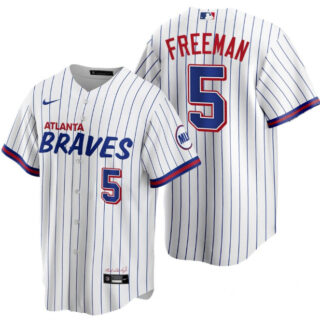 Men's Atlanta Braves #5 Freddie Freeman 2021 White City Connect Stitched Jersey