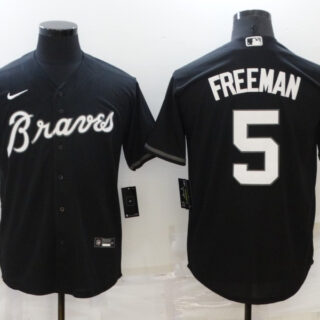 Men's Atlanta Braves #5 Freddie Freeman Black Cool Base Stitched Jersey