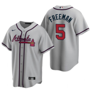 Men's Atlanta Braves #5 Freddie Freeman Gray Cool Base Stitched Jersey