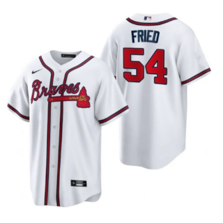 Men's Atlanta Braves #54 Max Fried White Cool Base Stitched Baseball Jersey
