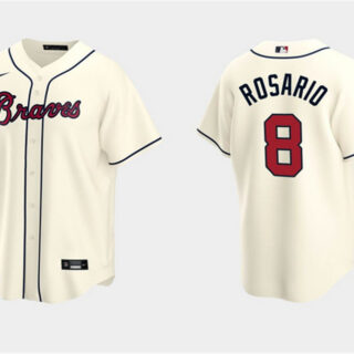 Men's Atlanta Braves #8 Eddie Rosario Cream Cool Base Stitched Jersey