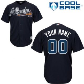 Men's Atlanta Braves Navy Blue Customized Authentic Jersey
