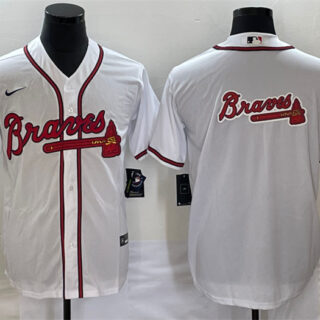 Men's Atlanta Braves White Team Big Logo Cool Base Stitched Baseball Jersey