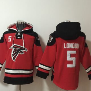 Men's Atlanta Falcons #5 Drake London Red Ageless Must-Have Lace-Up Pullover Hoodie