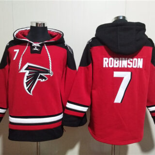Men's Atlanta Falcons #7 Bijan Robinson Red Ageless Must-Have Lace-Up Pullover Hoodie