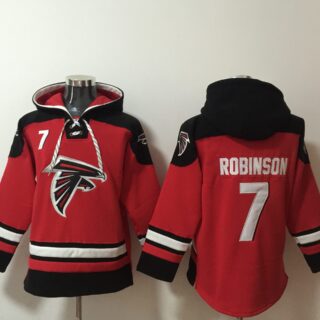 Men's Atlanta Falcons #7 Bijan Robinson Red Ageless Must-Have Lace-Up Pullover Hoodie