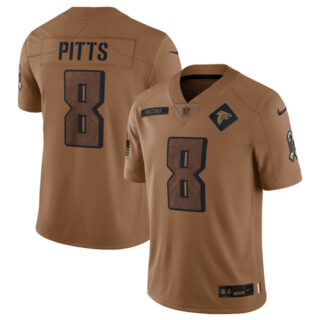Men's Atlanta Falcons #8 Kyle Pitts 2023 Brown Salute To Setvice Limited Stitched Football Jersey