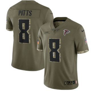 Men's Atlanta Falcons #8 Kyle Pitts Olive 2022 Salute To Service Limited Stitched Jersey