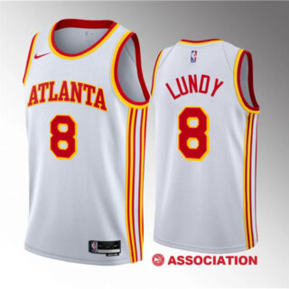 Men's Atlanta Hawks #8 Seth Lundy White 2023 Draft Association Edition Stitched Jersey