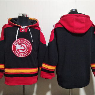 Men's Atlanta Hawks Blank Black Red Lace-Up Pullover Hoodie