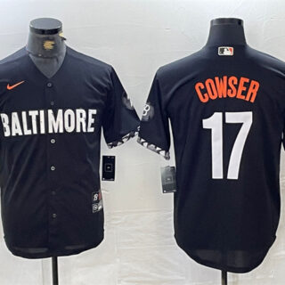 Men's Baltimore Orioles #17 Colton Cowser Black 2023 City Connect Cool Base Stitched Baseball Jersey