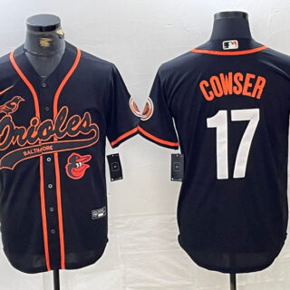 Men's Baltimore Orioles #17 Colton Cowser Black 2023 City Connect Cool Base Stitched Baseball Jersey