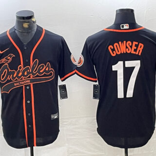 Men's Baltimore Orioles #17 Colton Cowser Black 2023 City Connect Cool Base Stitched Baseball Jersey