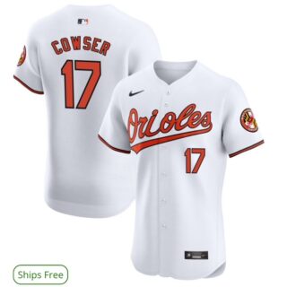 Men's Baltimore Orioles #17 Cowser White 2024 Home Limited Cool Base Stitched Baseball Jersey