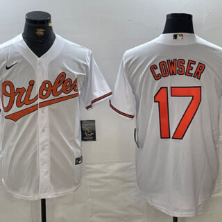 Men's Baltimore Orioles #17 Cowser White 2024 Home Limited Cool Base Stitched Baseball Jersey