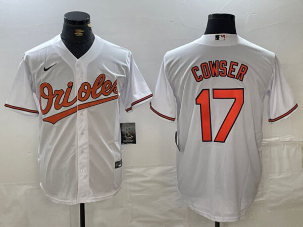 Men's Baltimore Orioles #17 Cowser White 2024 Home Limited Cool Base Stitched Baseball Jersey