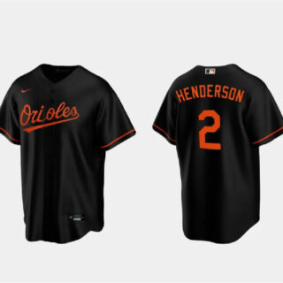 Men's Baltimore Orioles #2 Gunnar Henderson Black Cool Base Stitched Jersey