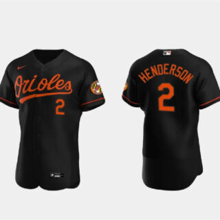 Men's Baltimore Orioles #2 Gunnar Henderson Black Flex Base Stitched Baseball Jersey