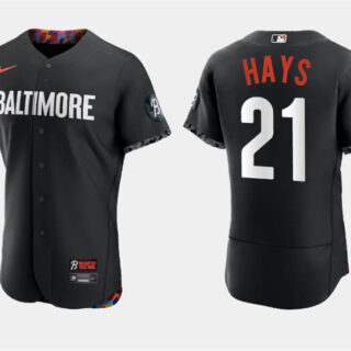 Men's Baltimore Orioles #21 Austin Hays Black 2023 City Connect Flex Base Stitched Baseball Jersey