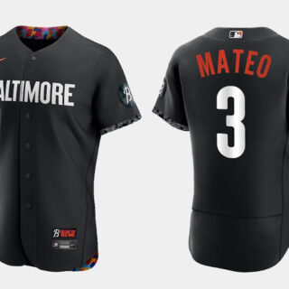 Men's Baltimore Orioles #3 Jorge Mateo Black 2023 City Connect Flex Base Stitched Baseball Jersey