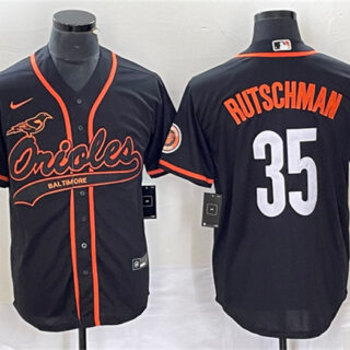Men's Baltimore Orioles #35 Adley Rutschman Black City Connect Cool Base Stitched Baseball Jersey