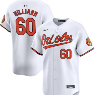 Men's Baltimore Orioles #60 Sam Hilliard White Home 2024 Limited Cool Base Stitched Baseball Jersey